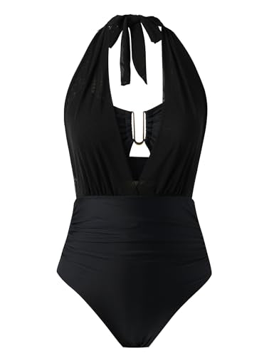 Women's Black High Waisted Swimsuit Cover Up Set Medium Size