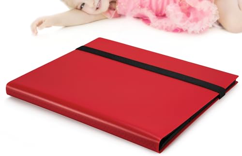 Deep Red 9-Pocket Trading Card Binder Holds 360 Sports Cards Organizer