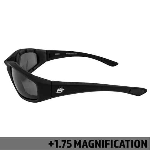 Birdz Eyewear Oriole Bifocal Safety Glasses 2 Pairs Padded Black Frame Clear Smoke Lenses +1.75 Magnification