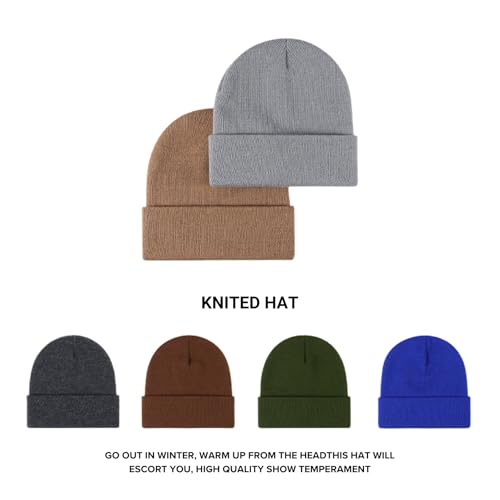 Warm Windproof Black Cuffed Beanie - Thick Knitted Skull Cap