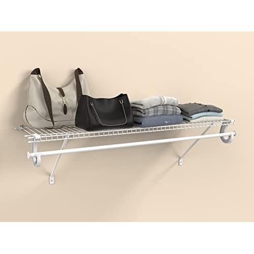 ClosetMaid 5631 SuperSlide Ventilated Shelf Kit with Closet Rod, 4-Foot x 12-Inch, White