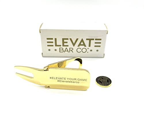 Magnetic Golf Club Holder Tool with Divot & Marker - Gold