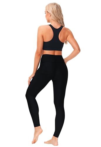 AOBUTE Women's High Waisted Black Swim Pants UPF 50+ Rash Guard Leggings - Large
