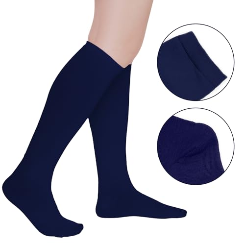 Youth Soccer Socks for Boys & Girls - Navy Blue, Ages 7-15