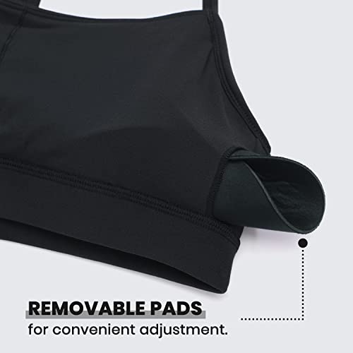 Light Support Y Back Sports Bra for Women - Soft, Scoop Neck, Removable Pads