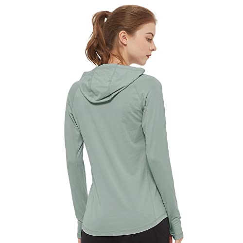 Women's Sage Large Bamboo Viscose Hoodie with UPF 50+ Sun Protection