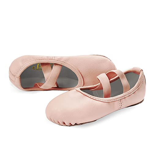 Stelle Girl Ballet Shoes Pink Leather No-Tie Dance Slippers - Big Kid Size 2