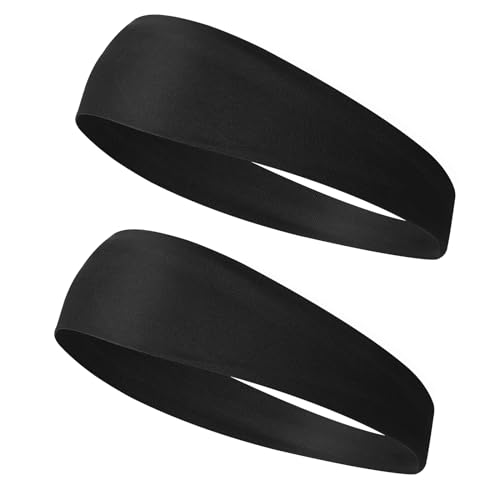 2 Pcs Youth Soccer Sports Headband - Sweat-Wicking Elastic Band - Black