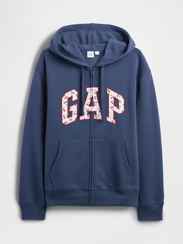 GAP Women's Logo Hoodie - Navy Cherries, Large, Full Zip Sweatshirt