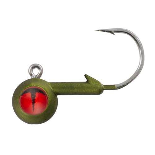 Tungsten Short Shank Fishing Jig - Metallic Olive, 1/16 Oz, 1/0 Hook, 2/Card