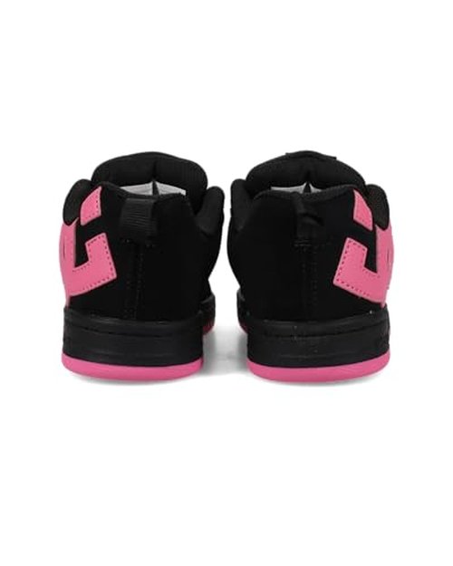 DC Unisex-Child Court Graffik Low Top Skate Shoe Sneaker, Black/Pink, 1 M M US Big Kid