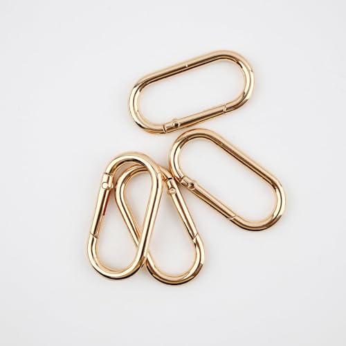 Gold Oval Spring Ring Clips - 4Pcs Metal Snap Keychain Hooks