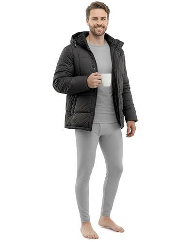 Men's Thermal Underwear Set Small Medium Grey 4-Way Stretch Base Layer