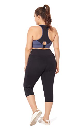 ZERDOCEAN Plus Size Black Workout Capris for Women 3X High Waist Yoga Pants