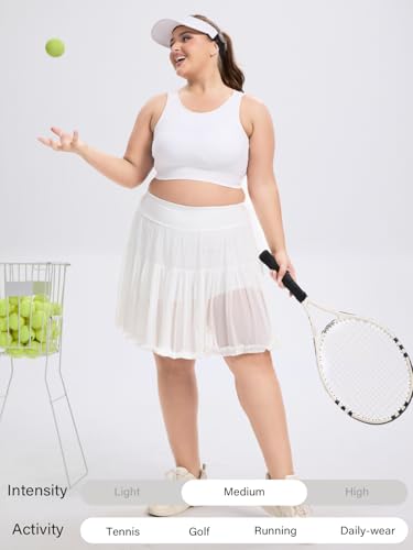 Plus Size High Waisted Ruffle Tennis Skirt with Shorts Pockets
