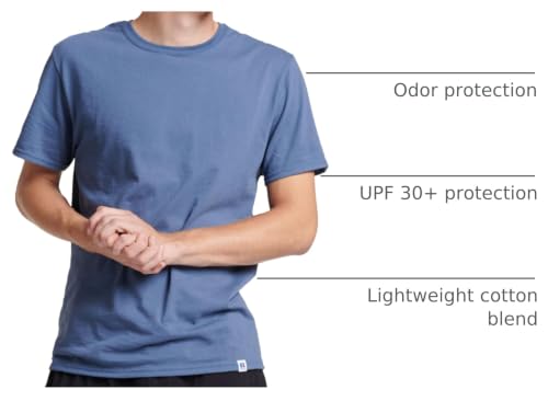 Men's Dri-Power Short Sleeve Tee - Moisture Wicking, UPF 30+ - Medium / Vintage Blue