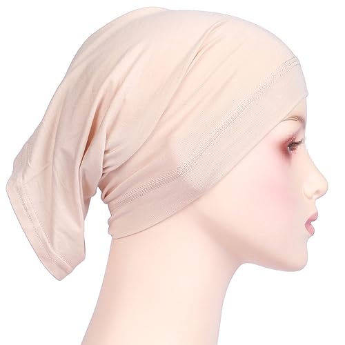 2 Pcs Women Solid Color Hijab Undercaps - White