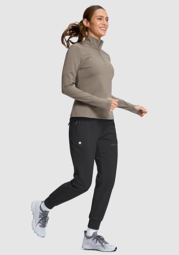 G Gradual Women's Fleece Lined Hiking Joggers with 4 Pockets - Medium Black