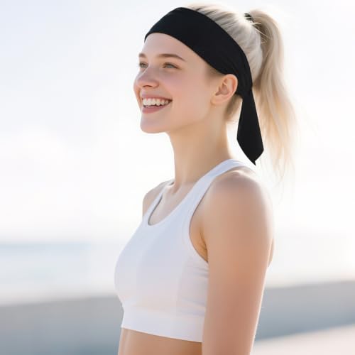 Adjustable Sports Headband Set - 3 Pack Black, White, Gray