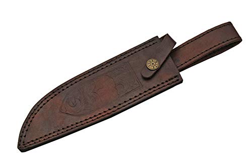 SZCO 12-Inch Full Tang Skinning Knife with Stainless Steel Blade, Wood Handle & Leather Sheath