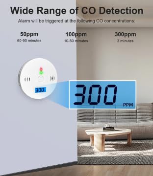 Carbon Monoxide Detector, Carbon Monoxide Alarm, CO Detector with LCD Digital Display, Battery Powered (2-Pack)
