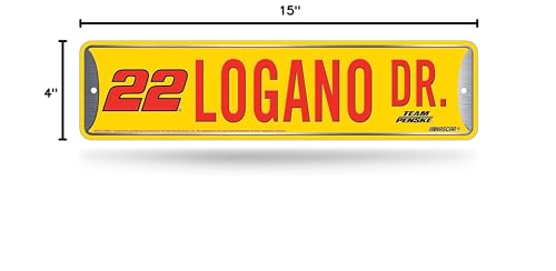 NASCAR Racing Metal Street Sign - Joey Logano #22 - 4" x 15"