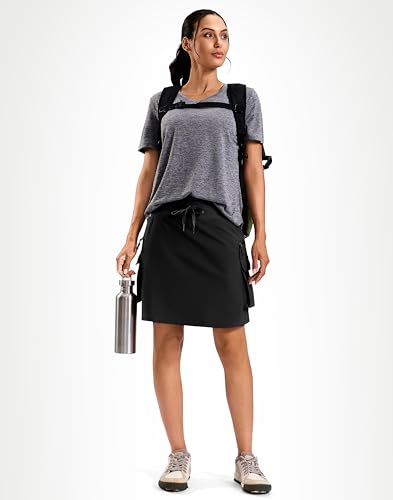 Viodia Women's 18'' Black Hiking Cargo Skorts with 6 Pockets - Large