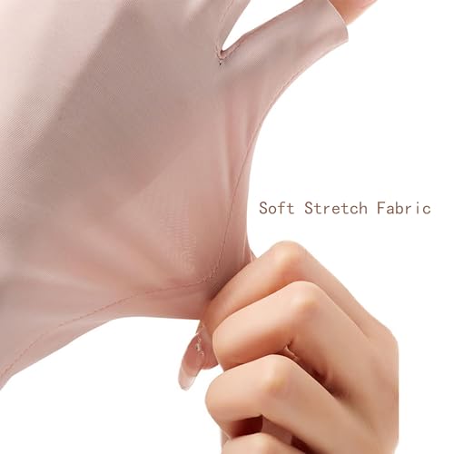 Ice Silk Fingerless Driving Gloves for Women - Pink & Ivory