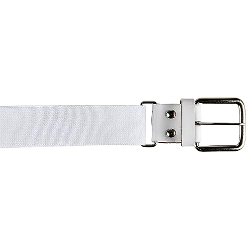 Youth Elastic Baseball Belt with Leather Tab - White