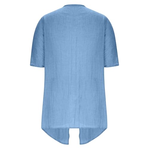 Lightweight Cotton Linen Cardigan for Women - Blue, XX-Large