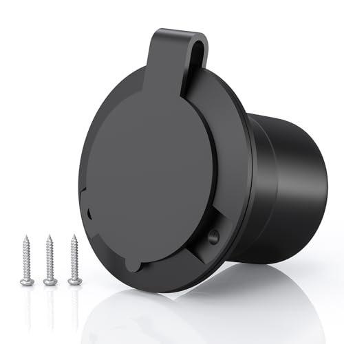 120V 15A Flanged Outlet Female Electrical Outlet with Cover NEMA 5-15R Waterproof Receptacle for RVs Marine Truck Bed Block Heater ETL Listed