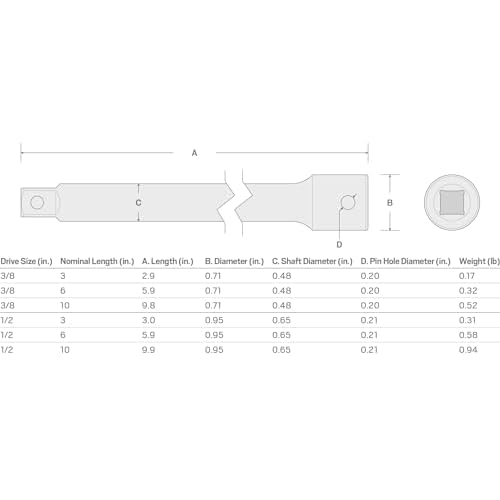 TEKTON 3/8 Inch Drive x 3 Inch Impact Extension | SIA11103