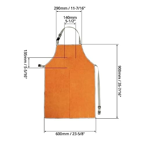 QWORK Leather Welding Work Apron, Heat and Flame Resistant, Size 23x35 Inches