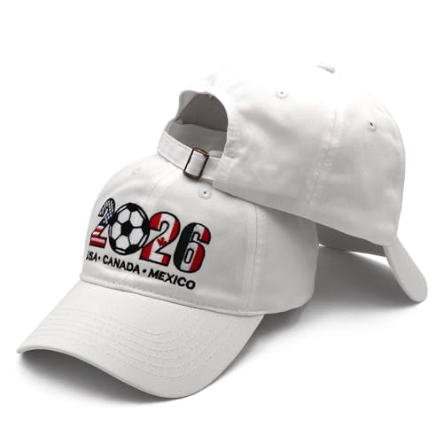 Soccer Hat - White Embroidered Baseball Cap for Fans