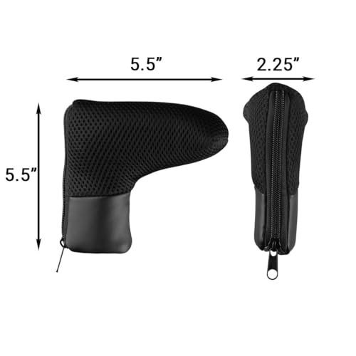 Mesh Blade Golf Putter Head Cover with Zipper - Black