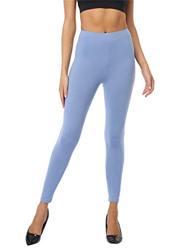 Womens High Waisted Leggings Buttery Soft Stretch Pants - One Size Plus Blue