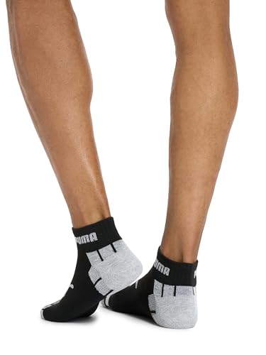 PUMA Men's Quarter Crew Socks 6 Pack Black/Grey Size 10-13