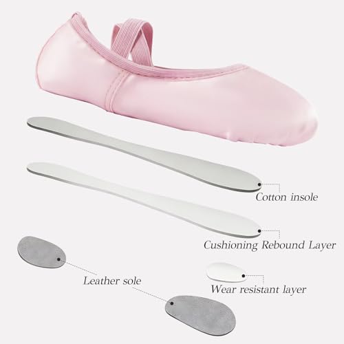 Toddler Ballet Shoes - No-Tie Satin Ballet Flats in Ballet Pink