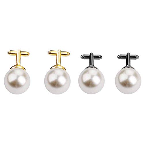Gold Artificial Pearl Cufflinks for Women - Unisex Design