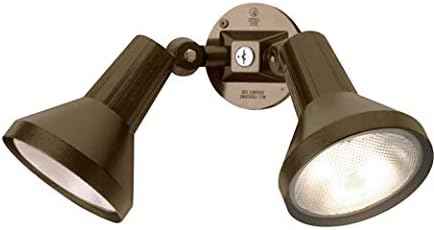 150W Outdoor Security Flood Light - Dual Head, Weatherproof Cast Aluminum, Dark Bronze Finish