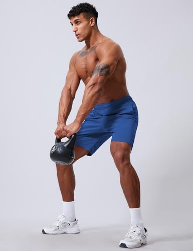 Vlynor Men's Athletic Shorts 9 Inch Inseam Blue - Quick Dry Mesh Gym Running