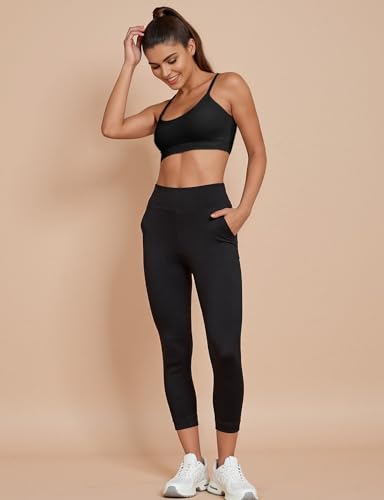 Sports Bra for Women - U Neck Adjustable Spaghetti Strap Workout Bra with Removable Cups - Medium / U-Black