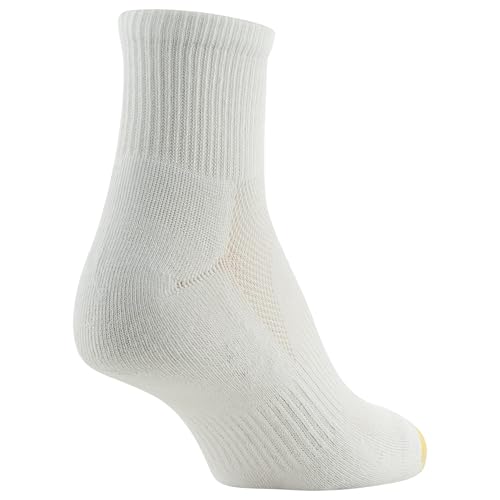 GOLDTOE Women’s Half Cushion Quarter Socks with Mesh – 6 Pairs, Medium White