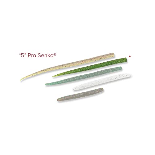 5" Pro Senko Soft Plastic Worm - Green Pumpkin with Flake