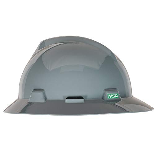 MSA V-Gard Full-Brim Hard Hat with Suspension - Polyethylene Shell, Superior Impact Protection and Self Adjusting Crown Straps - Standard Size Hard Hat