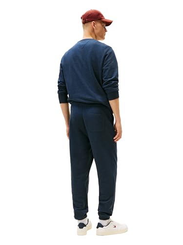 Tommy Jeans Men's Dark Night Navy Heather Casual Jogger Sweatpants with Embroidered Flag Logo