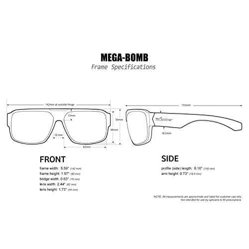 BOMBER MEGA Bomb M103GM Safety Sunglasses for Men with Matte Black frame, Green Mirror Safety Sunglass lens, Non-Slip foam lining, ANSI Z87+ Compliant, UV Protection - M103GM