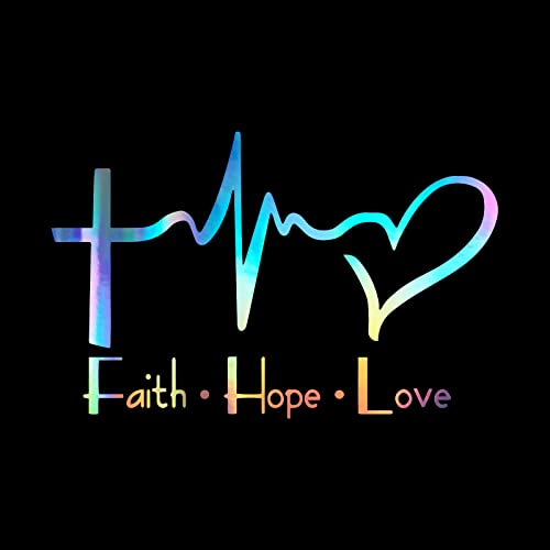 Faith Hope Love Heartbeat Vinyl Decal Sticker - 6" x 4"