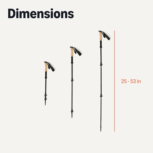 Amazon Basics Adjustable Collapsible Hiking Poles - Lightweight Aluminum, All-Terrain Support