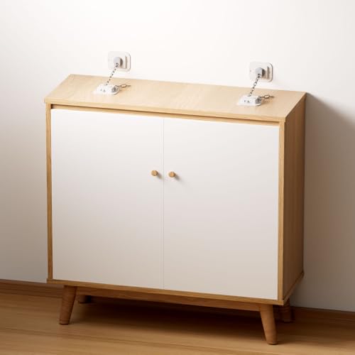 YEYA Upgraded Anti-Tip No Drill Furniture Anchor with 3M Adhesive 10" Adjustable Straps, Baby Proofing Wall Anchors for Child Safety, Playroom Essentials 4P